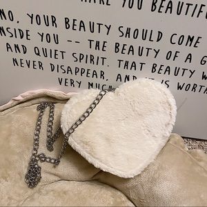 Heart Shaped Crossbody Fur Bag